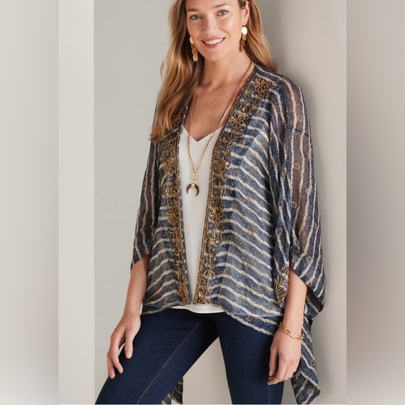 Soft Surroundings Midas Cardi Striped Kimono Topper Size PL/PXL - Picture 5 of 14